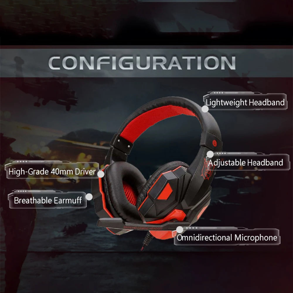 3.5mm Gaming Headset Mic LED Headphones