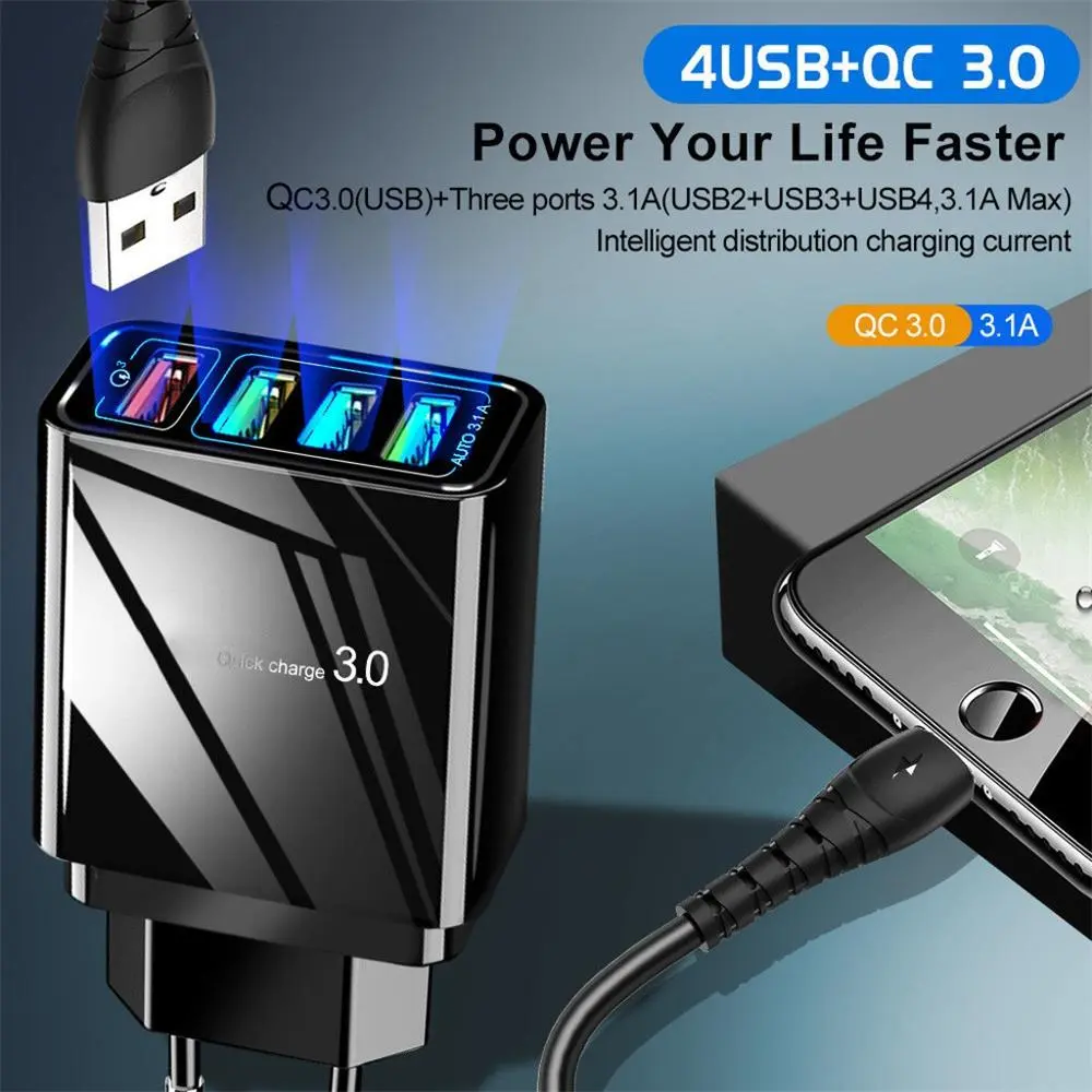 4-Port Fast Charging Universal Voltage Adapter