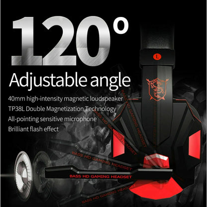 3.5mm Gaming Headset Mic LED Headphones