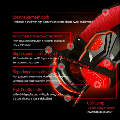3.5mm Gaming Headset Mic LED Headphones